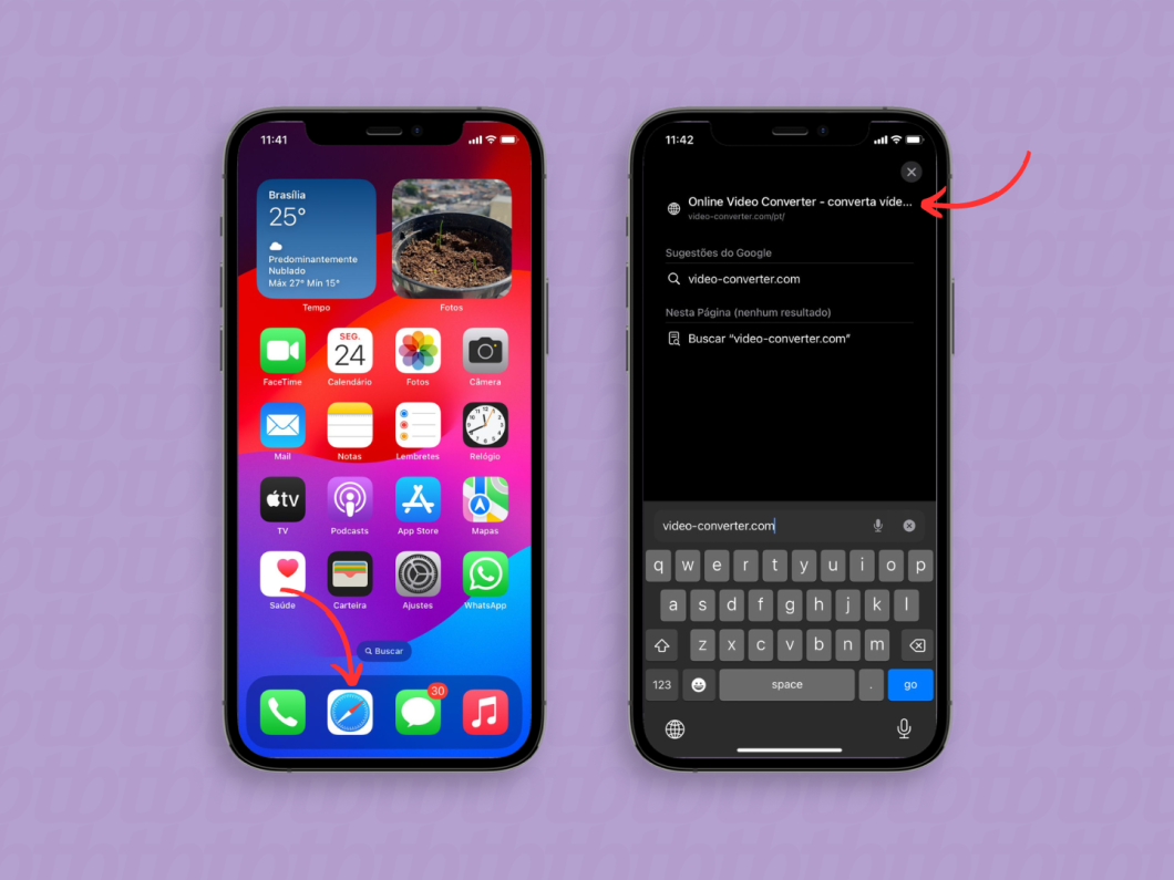 Acessando o site Online Video Converter pelo iPhone