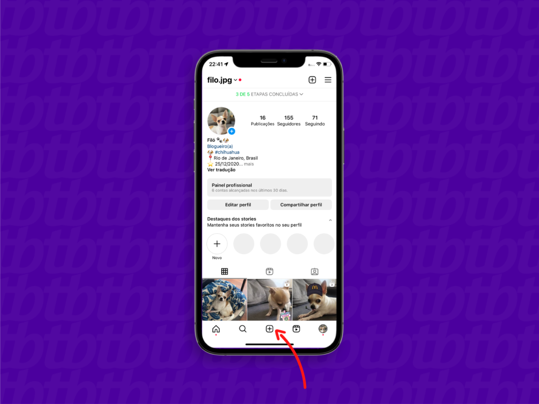 Captura de tela mostra como criar reel no Instagram a partir do botão de criação