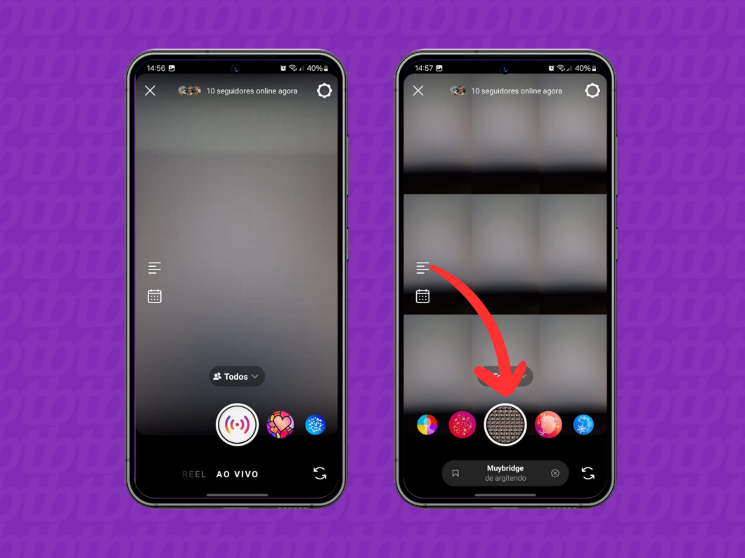Capturas de tela do aplicativo do Instagram mostram como iniciar uma live