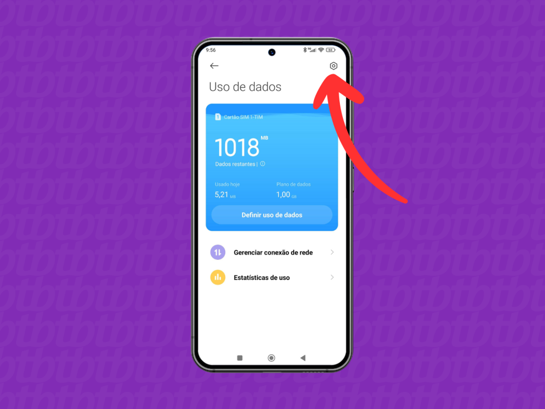 Captura de tela do celular Xiaomi mostra como acessar as configurações do menu "Uso de dados"