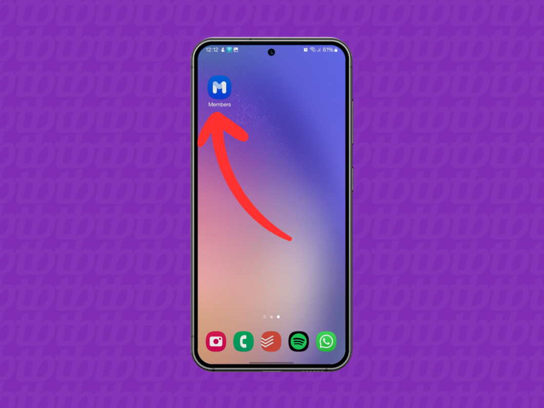 Captura de tela do celular Samsung mostra abrir o app Samsung Members