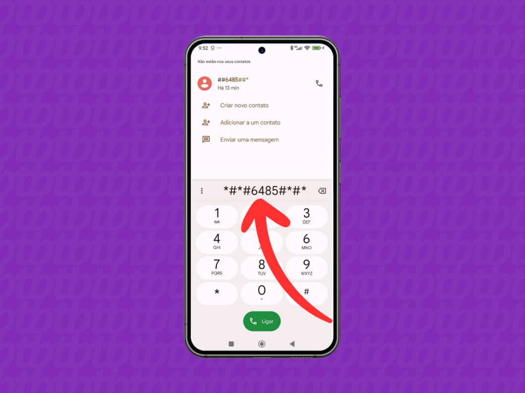 Captura de tela do app Telefone no celular Xiaomi