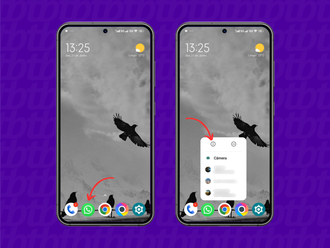 Entrando nas informações de aplicativo do WhatsApp pelo Android