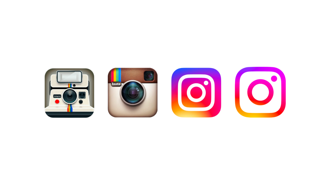 Logo antigo do Instagram ao lado dos mais recentes