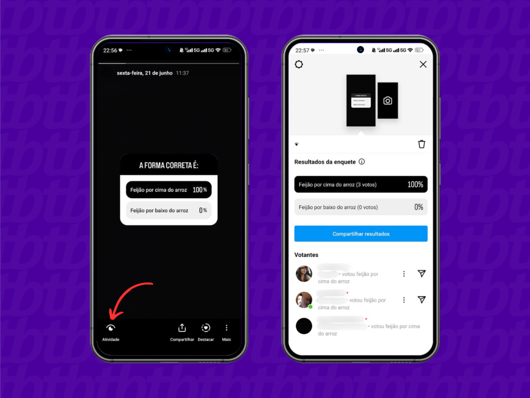 Verificando votos de um story antigo com enquete