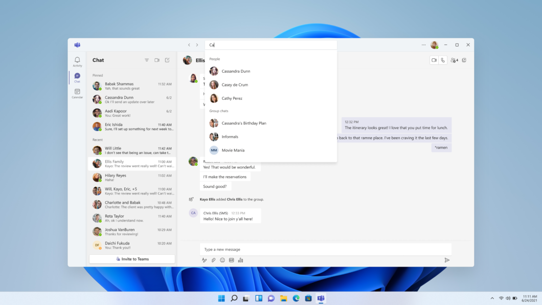 Microsoft Teams no Windows 11 (Imagem: Reprodução/Microsoft)